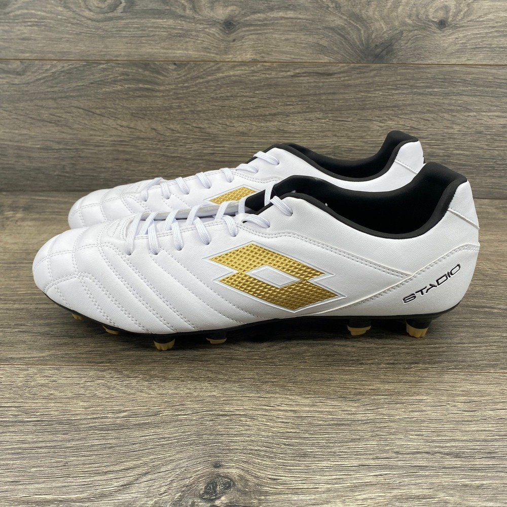 Lotto Stadio Men Soccer Cleats Shoes White Gold Size 11.5 US